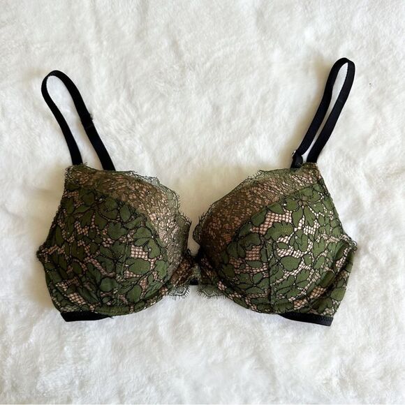 Victoria's Secret Dream Angels Green Lace Push Up Bra Women's Size 32C - Picture 1 of 14